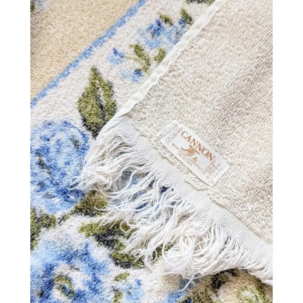 Vintage Cannon Bath Towel with Blue Floral Pattern